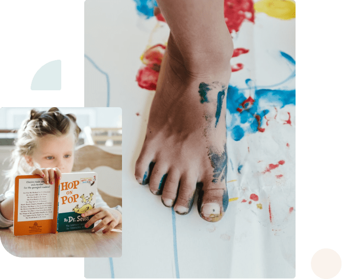 Feet with Paint and Child Reading Feet with Paint and Child Reading